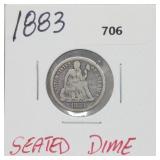 1883 90% Silver Seated Dime 10 Cents