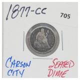 1877-CC 90% Silver Seated Dime 10 Cents