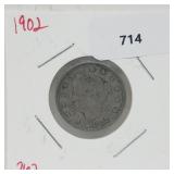 1902 V Nickel 5 Cents