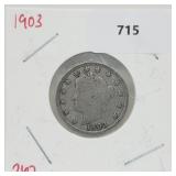 1903 V Nickel 5 Cents