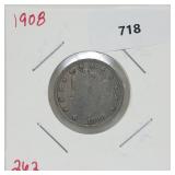 1908 V Nickel 5 Cents