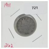 1911 V Nickel 5 Cents