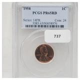 PCGS 1958 PR65RD Wheat Penny One Cent PCGS 1958 PR65RD Wheat Penny One Cent