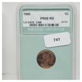 NTC 1960 Lg Date PR69 RD Lincoln Penny One Cent