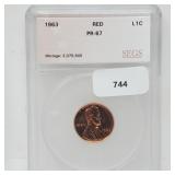 SEGS 1963 PR67 Red Lincoln Penny One Cent