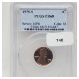 PCGS 1975-S PR68 Lincoln Penny One Cent PCGS 1975-S PR68 Lincoln Penny One Cent