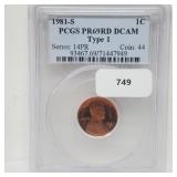 PCGS 1981-S PR69RD DCAM Type 1 Lincoln Penny