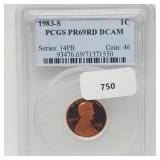 PCGS 1983-S PR69RD DCAM Lincoln Penny One Cent PCGS 1983-S PR69RD DCAM Lincoln Penny One Cent