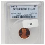 PCGS 1983-S PR69RD DCAM Lincoln Penny One Cent