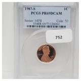 PCGS 1987-S PR69DCAM Lincoln Penny One Cent