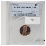 PCGS 1994-S PR69RD DCAM Lincoln Penny One Cent PCGS 1994-S PR69RD DCAM Lincoln Penny One Cent