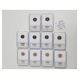 (10)1999-S PF69RD Ultra Cameo Lincoln Pennies