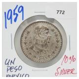 1959 10% Silver Un Pesos 1959 10% Silver Un Pesos
