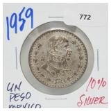 1959 10% Silver Un Pesos