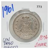 1961 10% Silver Un Pesos