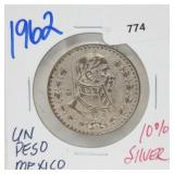 1962 10% Silver Un Pesos 1962 10% Silver Un Pesos