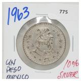 1962 10% Silver Un Pesos 1962 10% Silver Un Pesos