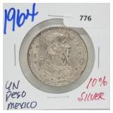 1964 10% Silver Un Pesos