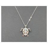 .925 Sterling Silver Opal Turtle Pend & Chain .925 Sterling Silver Opal Turtle Pend & Chain