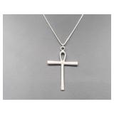 .925 Sterling Silver Ankh Pendant & Chain