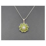 .925 Sterl Silver Pearl/Peridot Pend & Chain