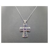 .925 Sterling Silver Amethyst Cross Pend & Chain .925 Sterling Silver Amethyst Cross Pend & Chain