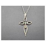 .925 Sterling Silver Gemstone Cross Pend & Chain .925 Sterling Silver Gemstone Cross Pend & Chain