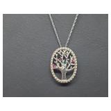 .925 Sterling Silver Family Tree Pend & Chain