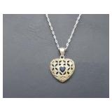 .925 Sterling Silver Sapphire Heart Pend & Chain .925 Sterling Silver Sapphire Heart Pend & Chain