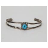 .925 Sterl Silver Turquoise Childs Cuff Bracelet .925 Sterl Silver Turquoise Childs Cuff Bracelet