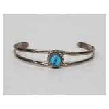 .925 Sterl Silver Turquoise Childs Cuff Bracelet