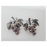 .925 Sterling Silver Taxco Grape Earrings