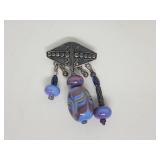 .925 Sterling Silver Glass Murano Bead Brooch .925 Sterling Silver Glass Murano Bead Brooch