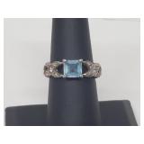 .925 Sterling Silver Topaz/CZ Ring