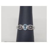 .925 Sterling Silver Aquamarine Ring