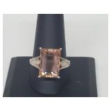 .925 Sterling Silver Peach Morganite Ring .925 Sterling Silver Peach Morganite Ring