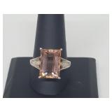 .925 Sterling Silver Peach Morganite Ring