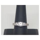 .925 Sterling Silver CZ Engagement Ring