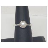 .925 Sterling Silver Pearl Ring