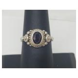 .925 Sterling Silver Garnet Ring