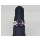 .925 Sterling Silver Purple CZ Ring