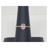 Vermeil/.925 Sterl Silver CZ Solitaire Ring