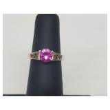 .925 Sterling Silver Pink CZ Ring