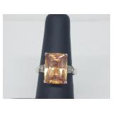 .925 Sterling Silver Peach CZ Ring .925 Sterling Silver Peach CZ Ring