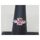 .925 Sterling Silver Pink Tourmaline Ring