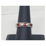 .925 Sterling Silver Heart Band