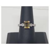 .925 Sterling Silver Yellow Citrine  Ring