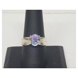 .925 Sterling Silver Light Purple Crystal Ring .925 Sterling Silver Light Purple Crystal Ring