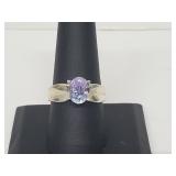 .925 Sterling Silver Light Purple Crystal Ring