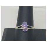 .925 Sterling Silver Purple Jade Ring